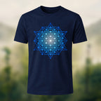 Geometric Crystal Print Premium Cotton T-Shirt Navy