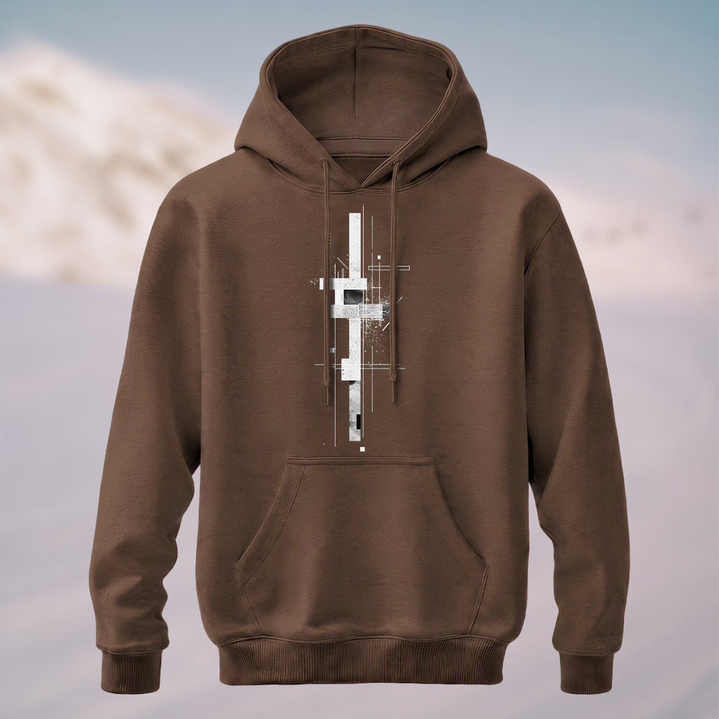 Cotton Made Abstract Blueprint Hoodie Coffee