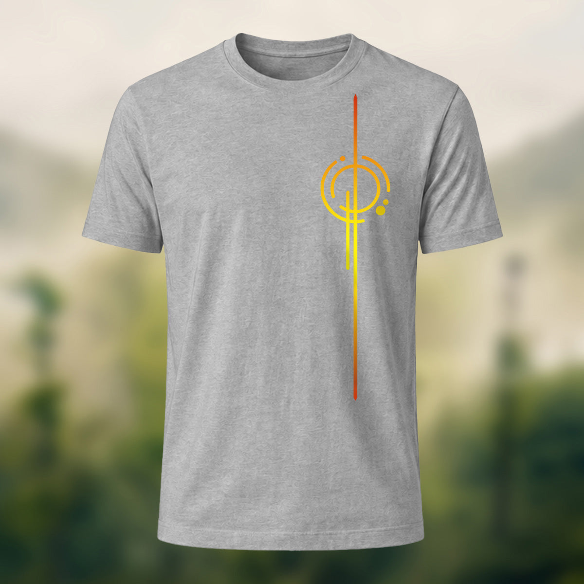 Clean Abstract Geometry Premium Cotton T-Shirt Heather Grey