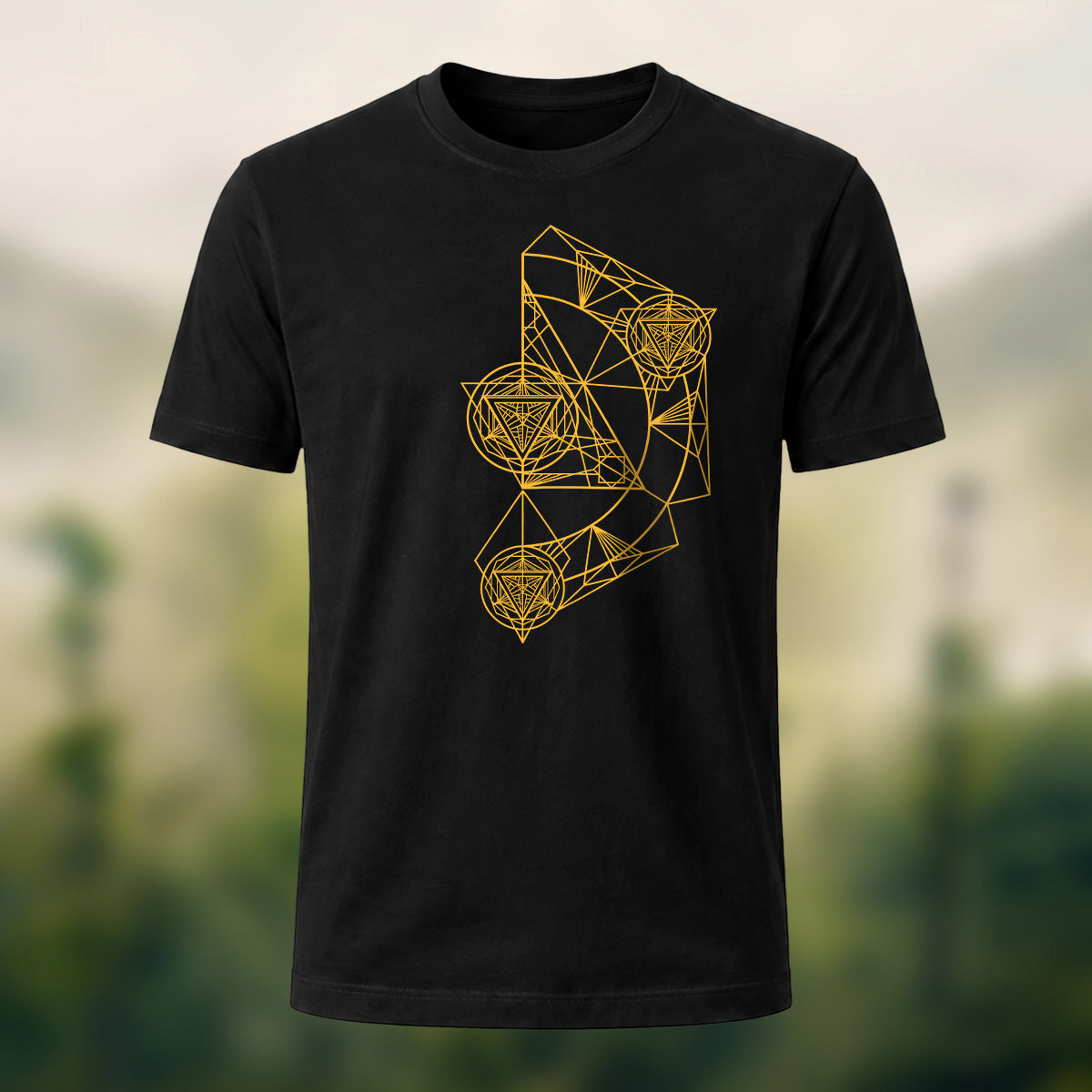 Intricate Abstract Geometric Premium Cotton T-Shirt Black