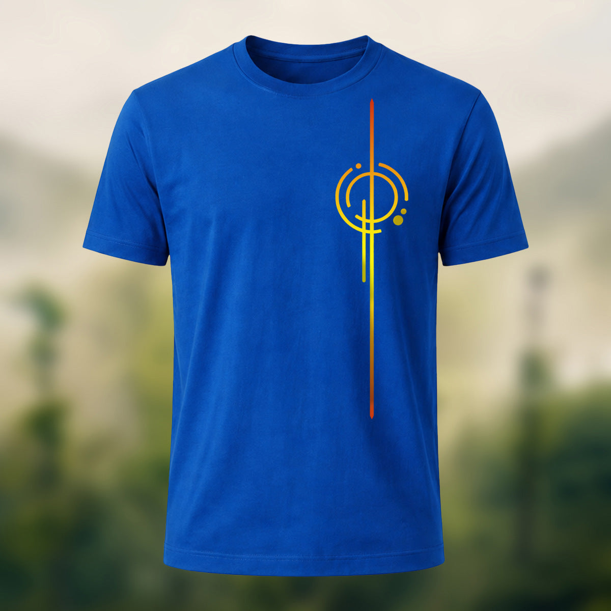 Clean Abstract Geometry Premium Cotton T-Shirt Royal Blue