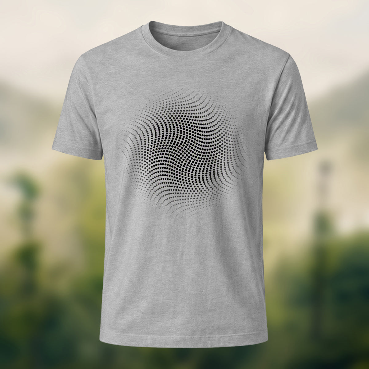 DTG Wave Dot Print Premium Cotton T-Shirt Heather Grey