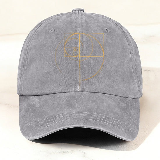 Minimal Geometric Golden Ratio Baseball Cap Grey