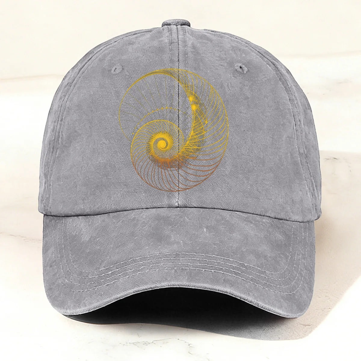 Modern Abstract Geometric Spiral Baseball Cap Grey