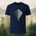 Modern Geometric Print Combed Cotton T-Shirt Navy