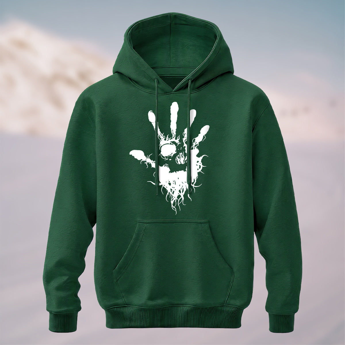 Cotton Made Mystic Hand Print Hoodie Forest Green