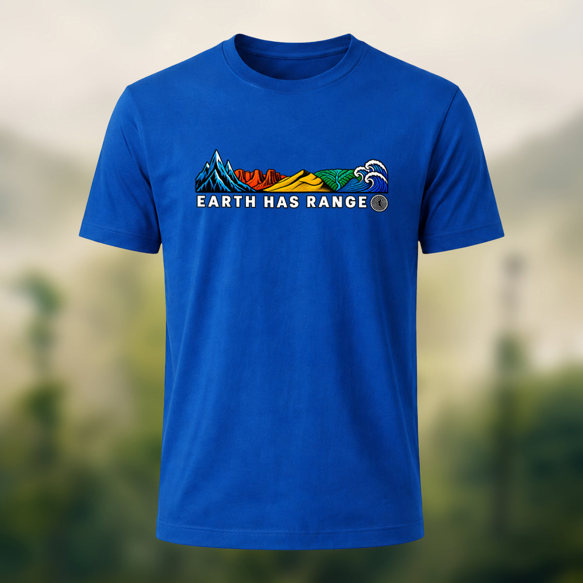 Artistic Earth Has Range Scenic Soft Cotton Tee Royal Blue