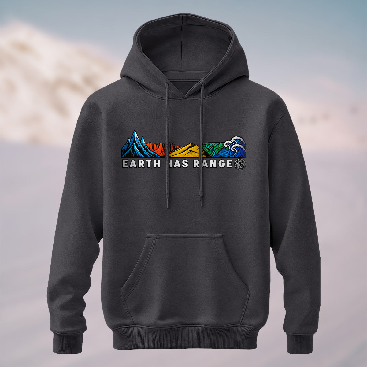 Cotton Made Scenic Landscape Hoodie Charcoal