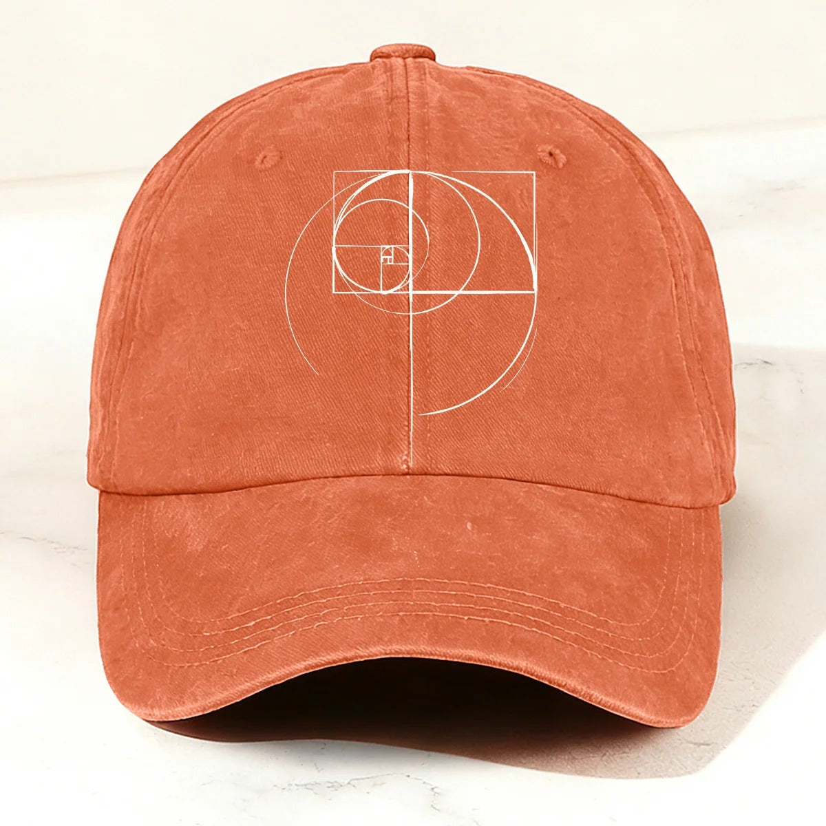 Minimal Geometric Golden Ratio Baseball Cap Orange