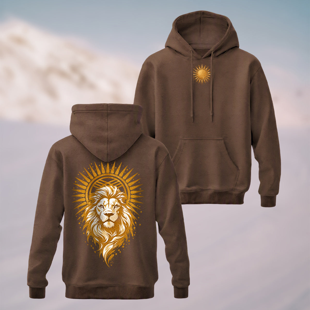 Cotton Made Golden Lion Halo Hoodie Coffee