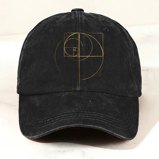 Minimal Geometric Golden Ratio Baseball Cap Black