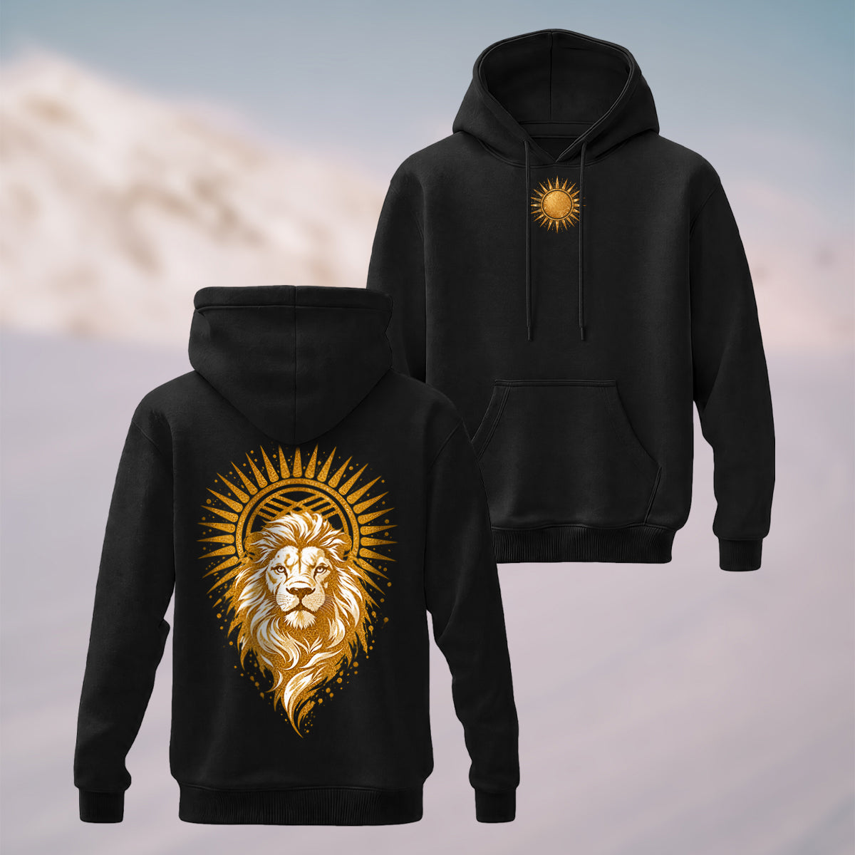 Cotton Made Golden Lion Halo Hoodie Black