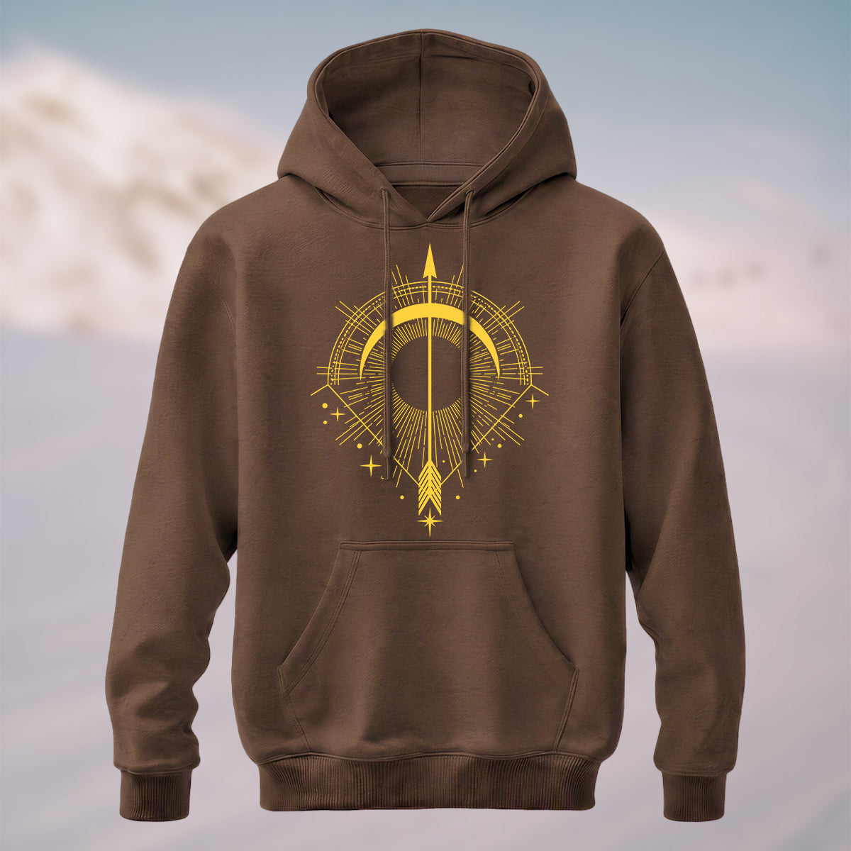 Cotton Made Striking Golden Arrow Hoodie Coffee