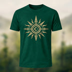 Tribal Sun Totem Print Premium Cotton T-Shirt Forest Green