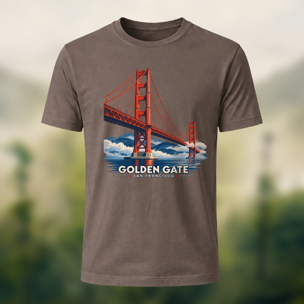 Vintage Golden Gate Bridge Cotton T-Shirt Coffee