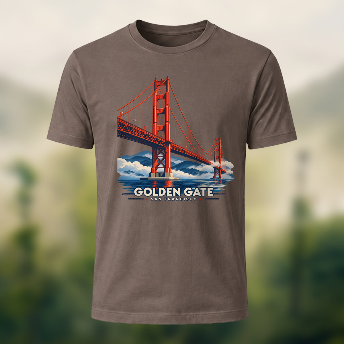 Vintage Golden Gate Bridge Cotton T-Shirt Coffee