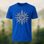 Tribal Sun Totem Print Premium Cotton T-Shirt Royal Blue