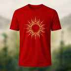 Abstract Sun Print Premium Cotton T-Shirt Red