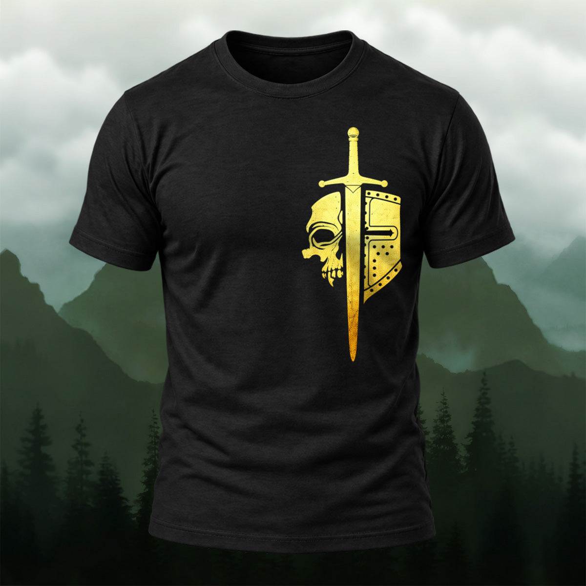 Ancient Celtic Sword Shield Soft Cotton T-Shirt Black