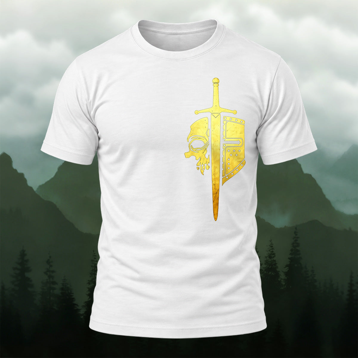 Ancient Celtic Sword Shield Soft Cotton T-Shirt White