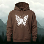 Cotton Made Dark Butterfly Skeleton Print Hoodie Coffee