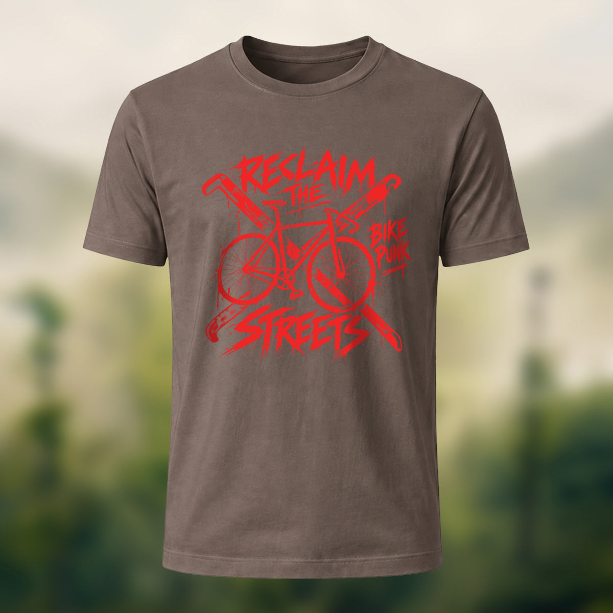 Vintage Punk Cycling Combed Cotton T-Shirt Coffee