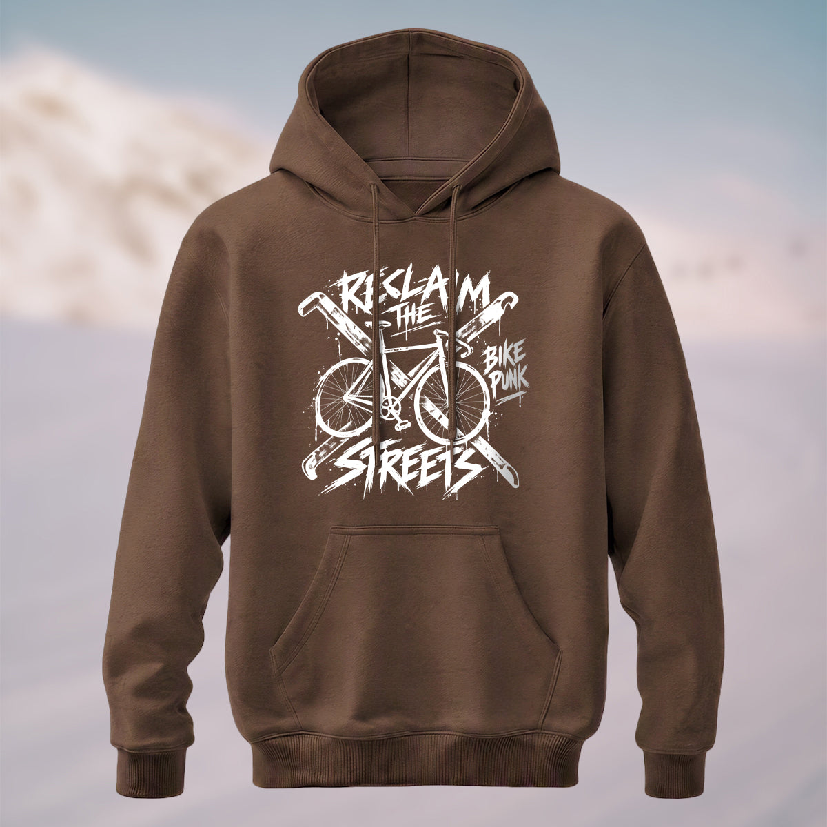 Cotton Made Vintage Punk Bike Hoodie Coffee
