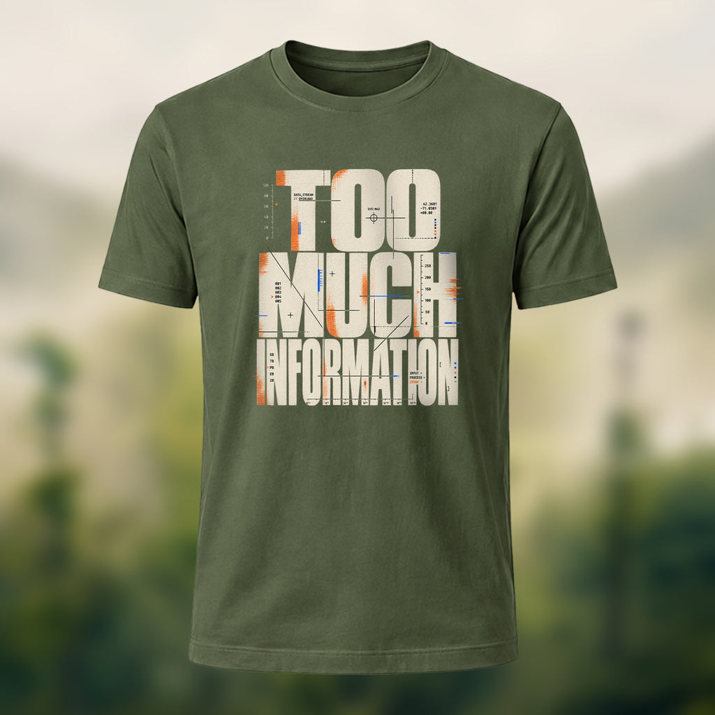 Minimal Information Overload Soft Cotton T-Shirt Olive Green