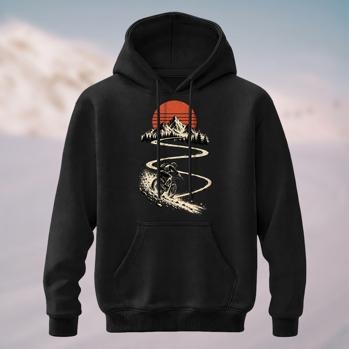 Cotton Made Rugged Mountain Rider Hoodie Black
