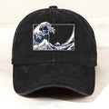 Artistic Geometric Great Wave Baseball Cap Black