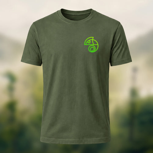Artistic Abstract Chameleon Soft Cotton T-Shirt Olive Green