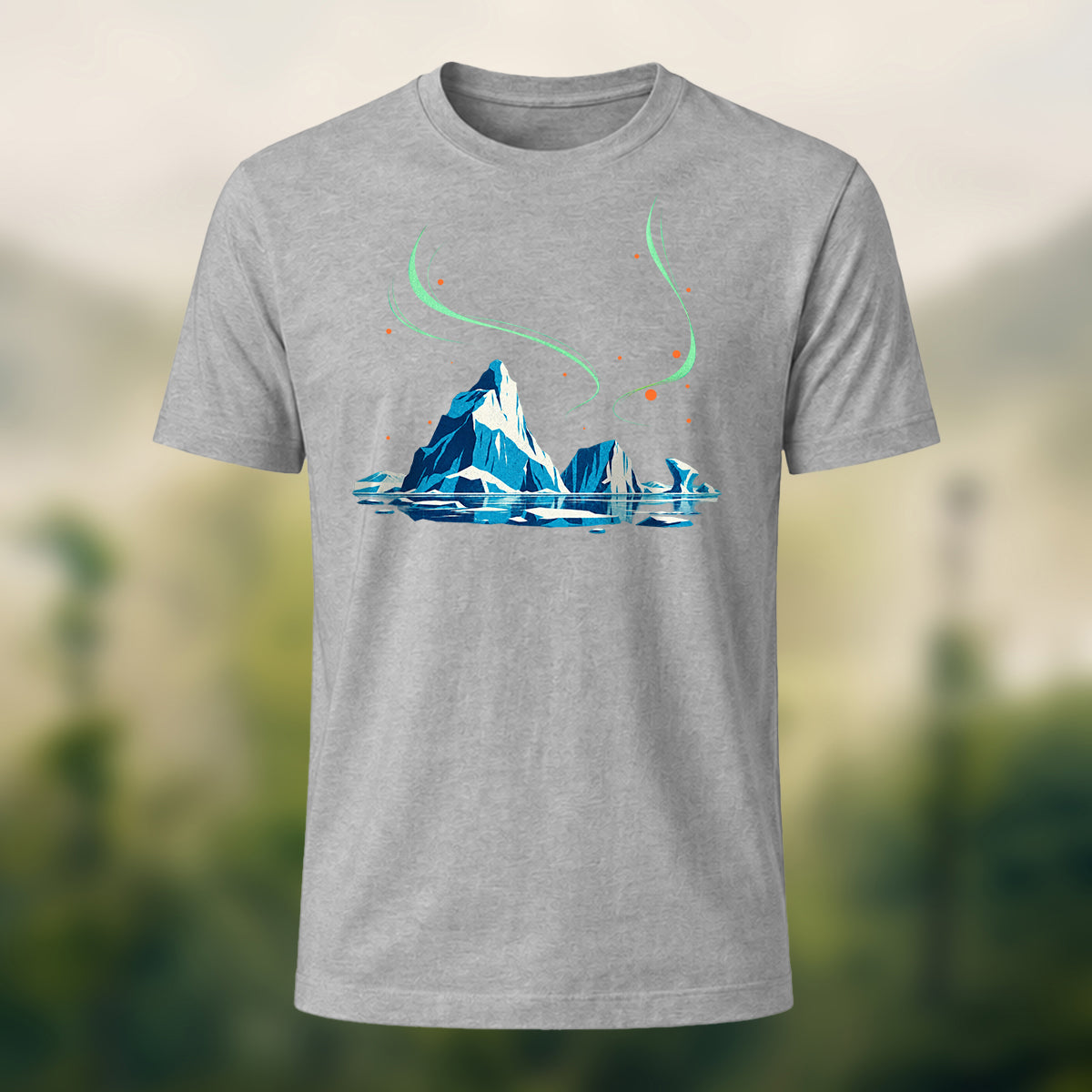 Artistic Aurora Iceberg Combed Cotton T-Shirt Heather Grey
