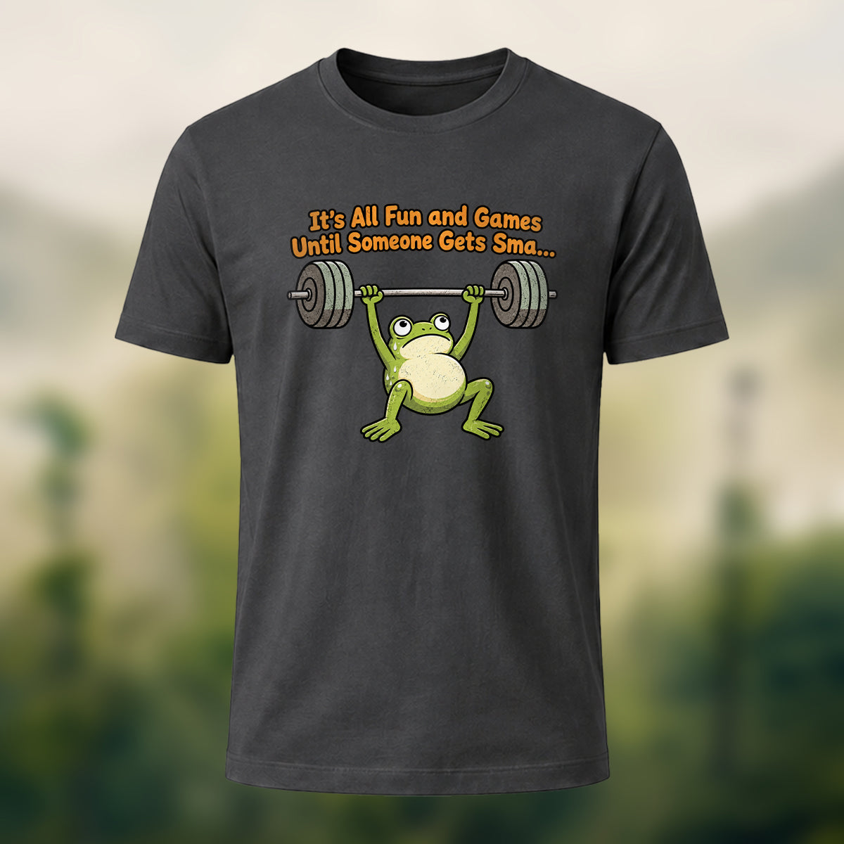 Lighthearted Fitness Frog Soft Cotton T-Shirt Charcoal