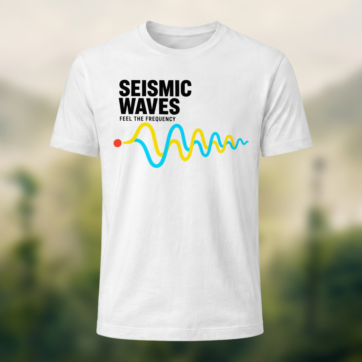 Seismic Waves Print Casual Soft Cotton T-Shirt White