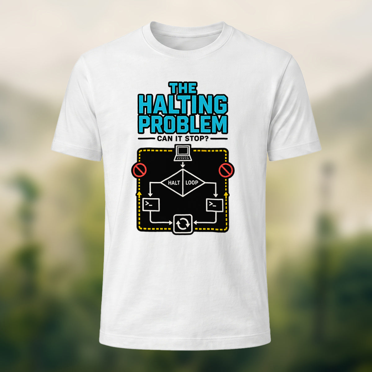 Halting Problem Print Casual Premium Cotton T-Shirt White