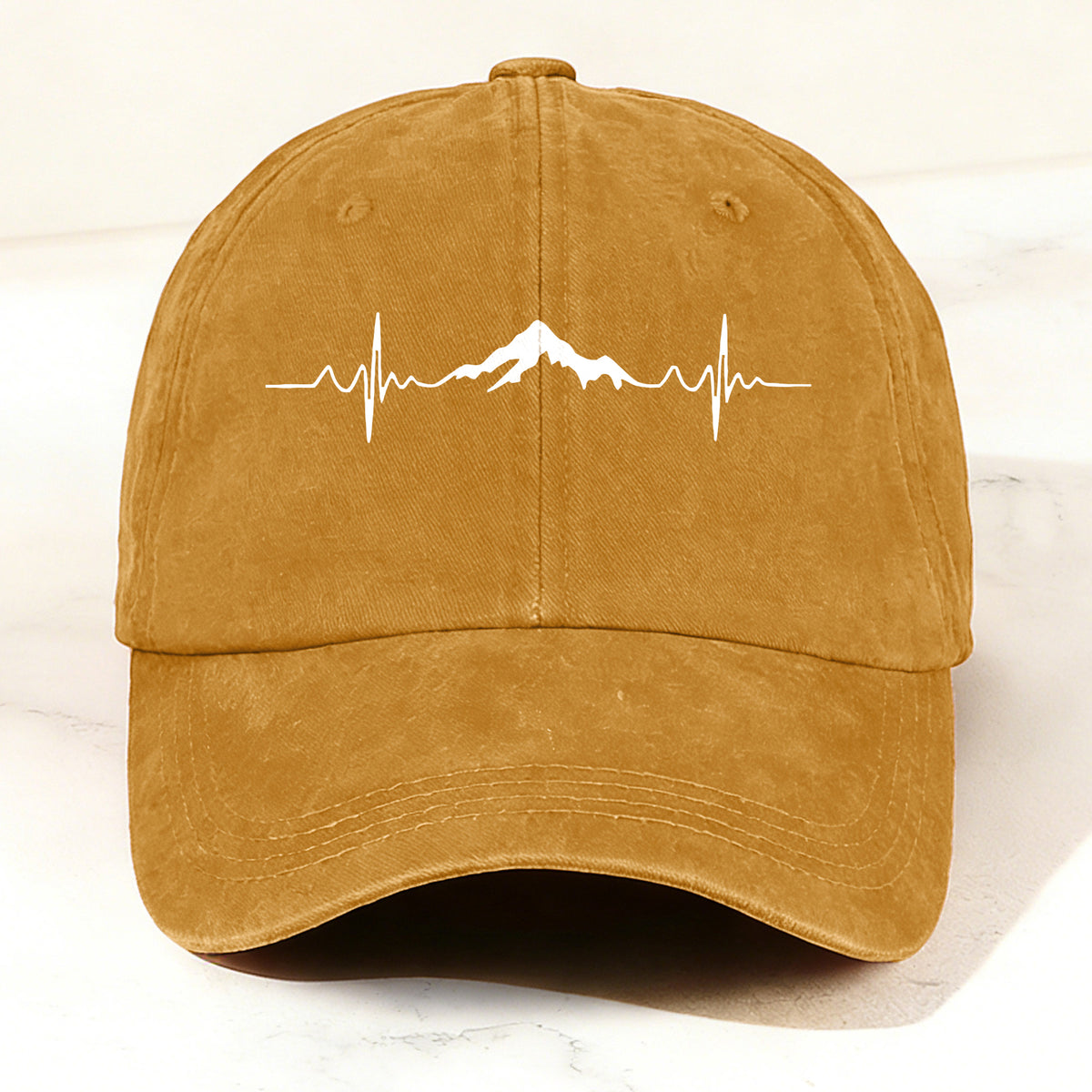 Outdoor Mountain Heartbeat Baseball Cap Gold