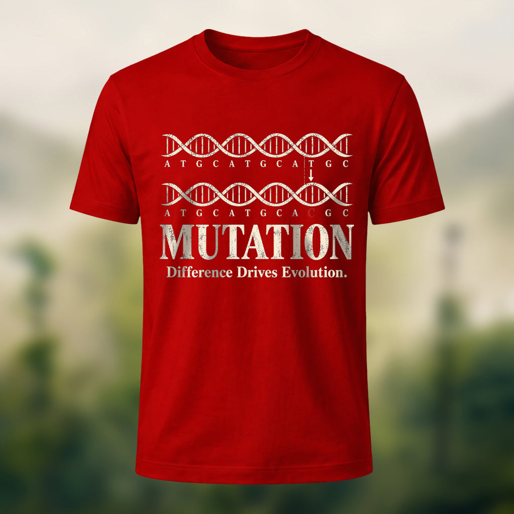 DNA Mutation Print Casual Soft Cotton T-Shirt Red