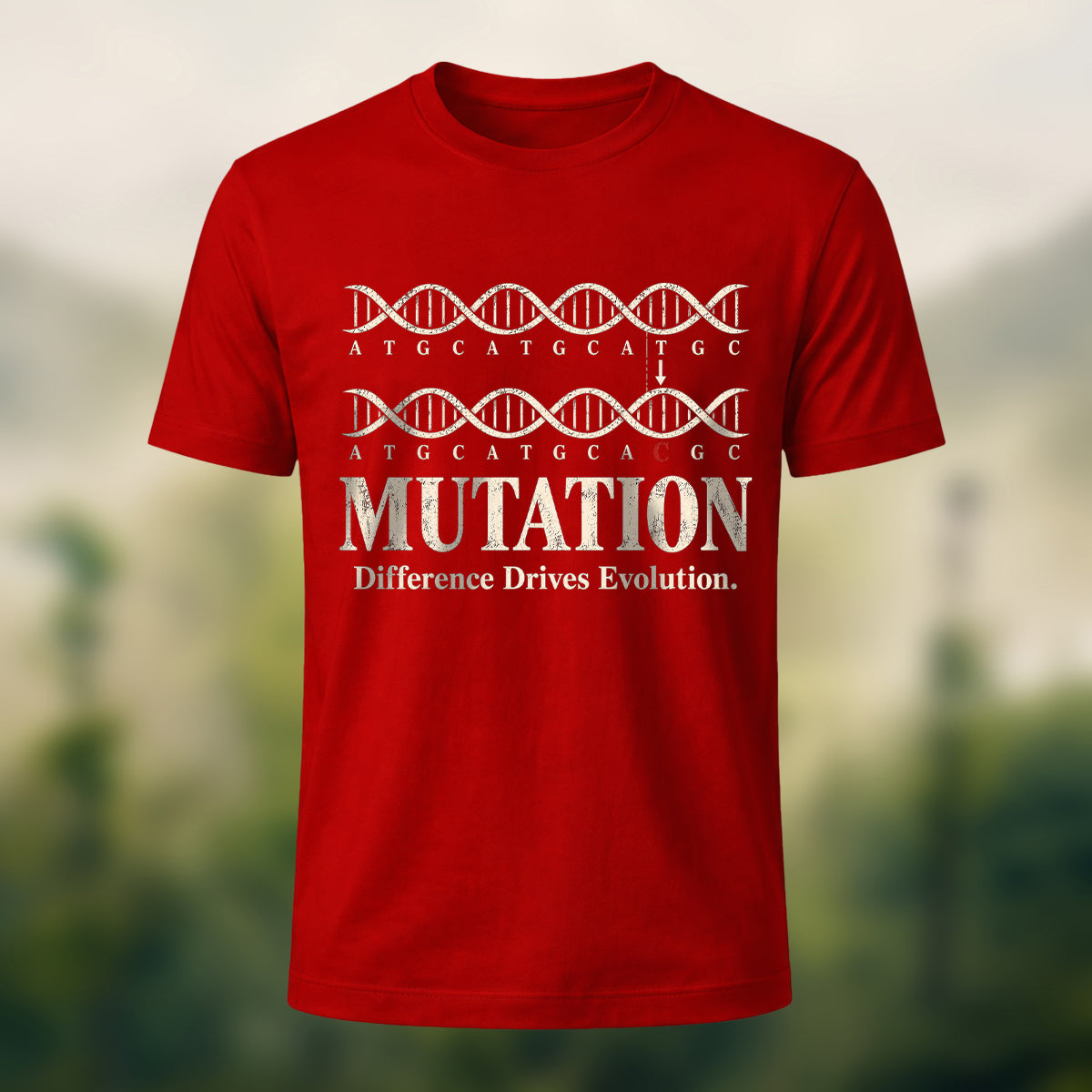 DNA Mutation Print Casual Soft Cotton T-Shirt Red