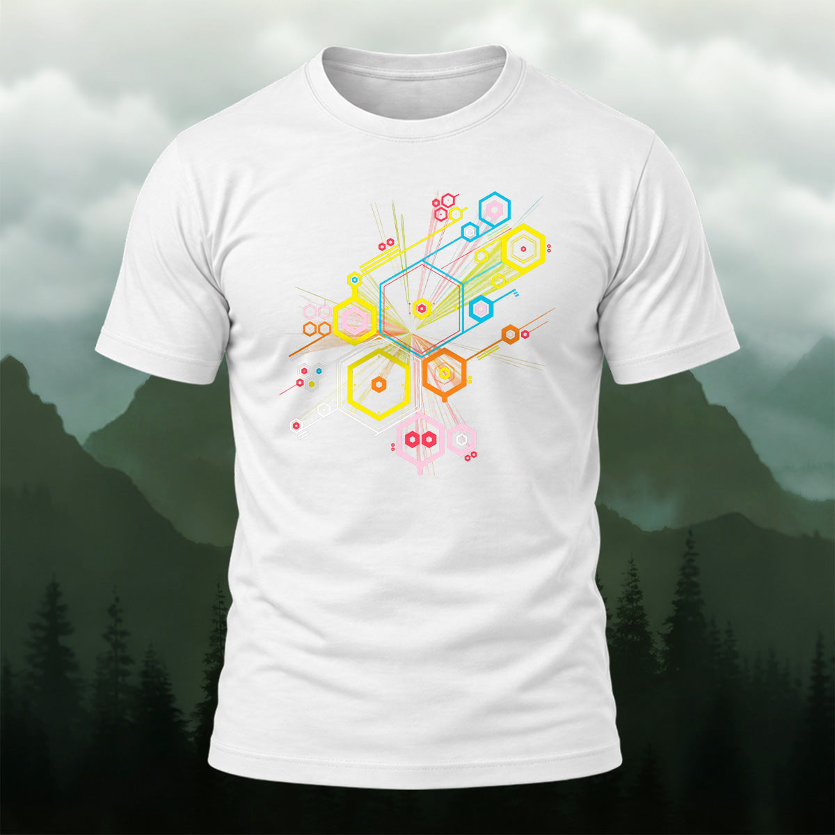Creative Tech Interface Combed Cotton T-Shirt White