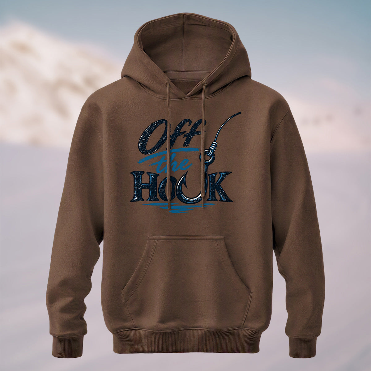 Cotton Made Vintage Fishing Hook Hoodie Coffee