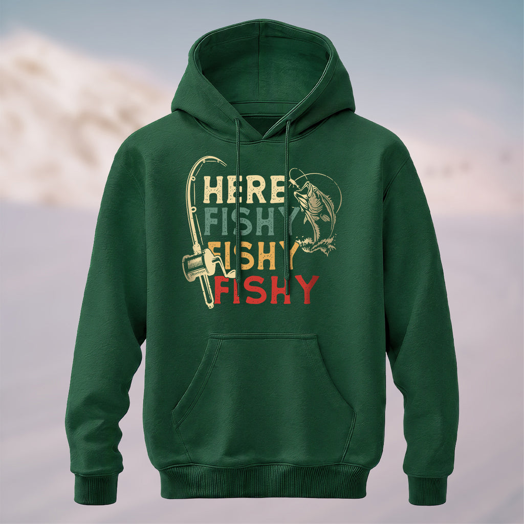 Cotton Made Retro Angler Humor Hoodie Forest Green