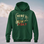 Cotton Made Retro Angler Humor Hoodie Forest Green
