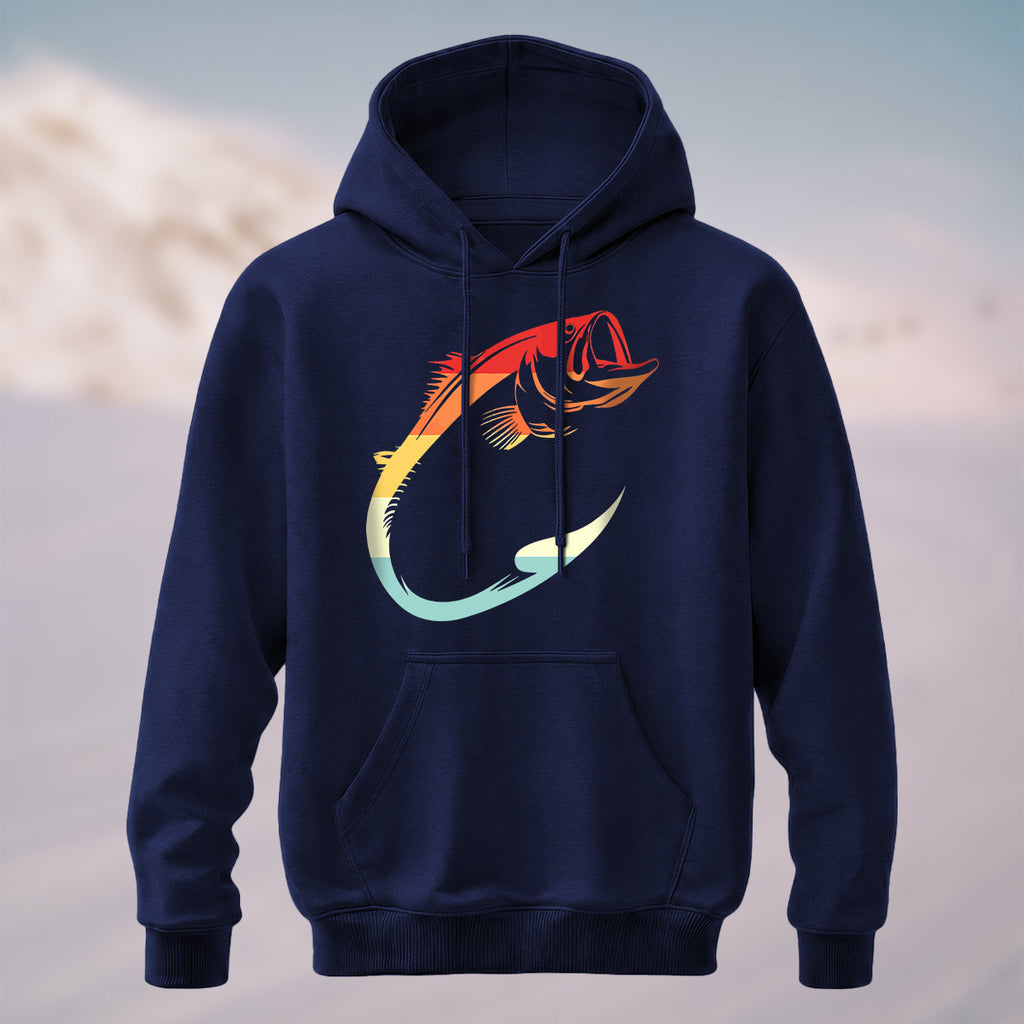 Cotton Made Artistic Angler Hook Hoodie Navy