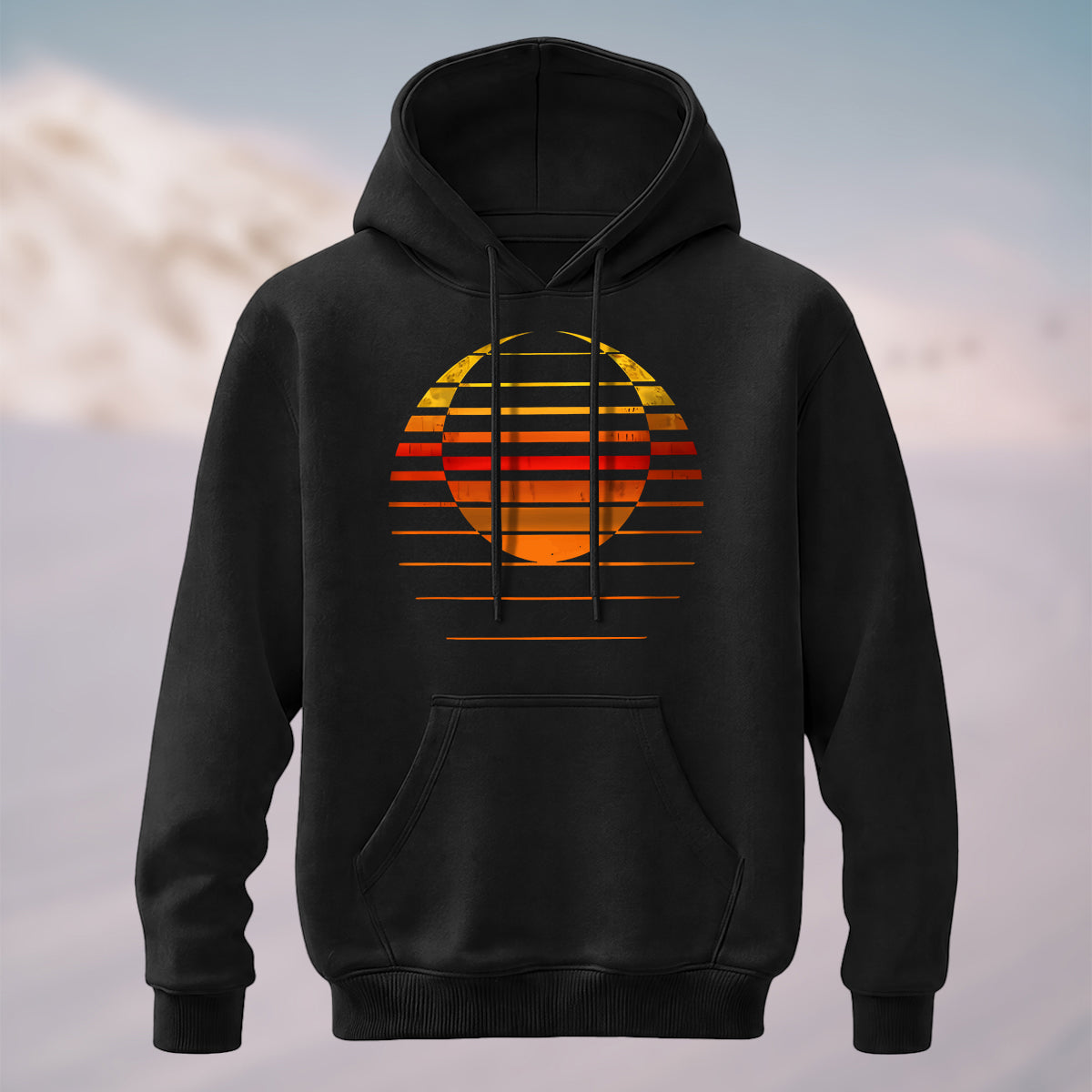 Cotton Made Vintage Sunset Horizon Hoodie Black