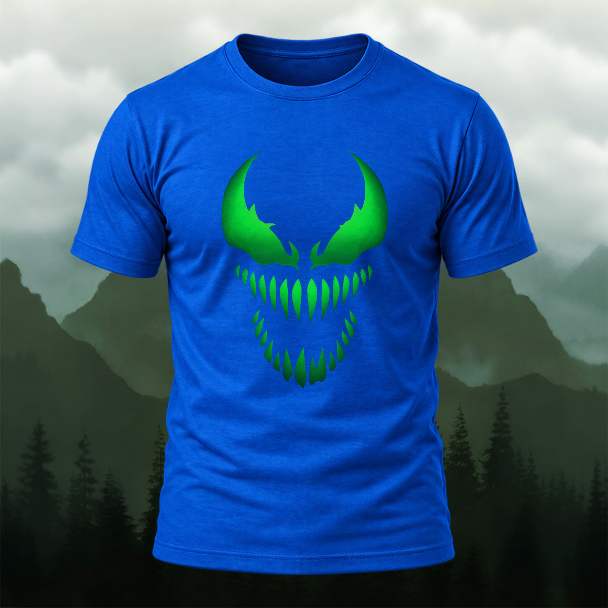Toxic Dark Monster Face Premium Cotton T-Shirt Royal Blue
