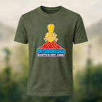 Volcano Print Casual Soft Cotton T-Shirt Olive Green