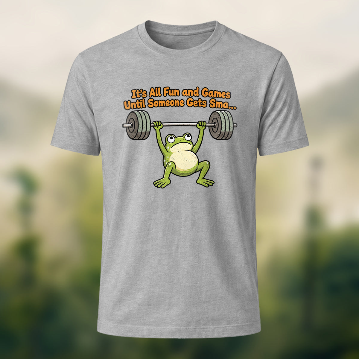Lighthearted Fitness Frog Soft Cotton T-Shirt Heather Grey