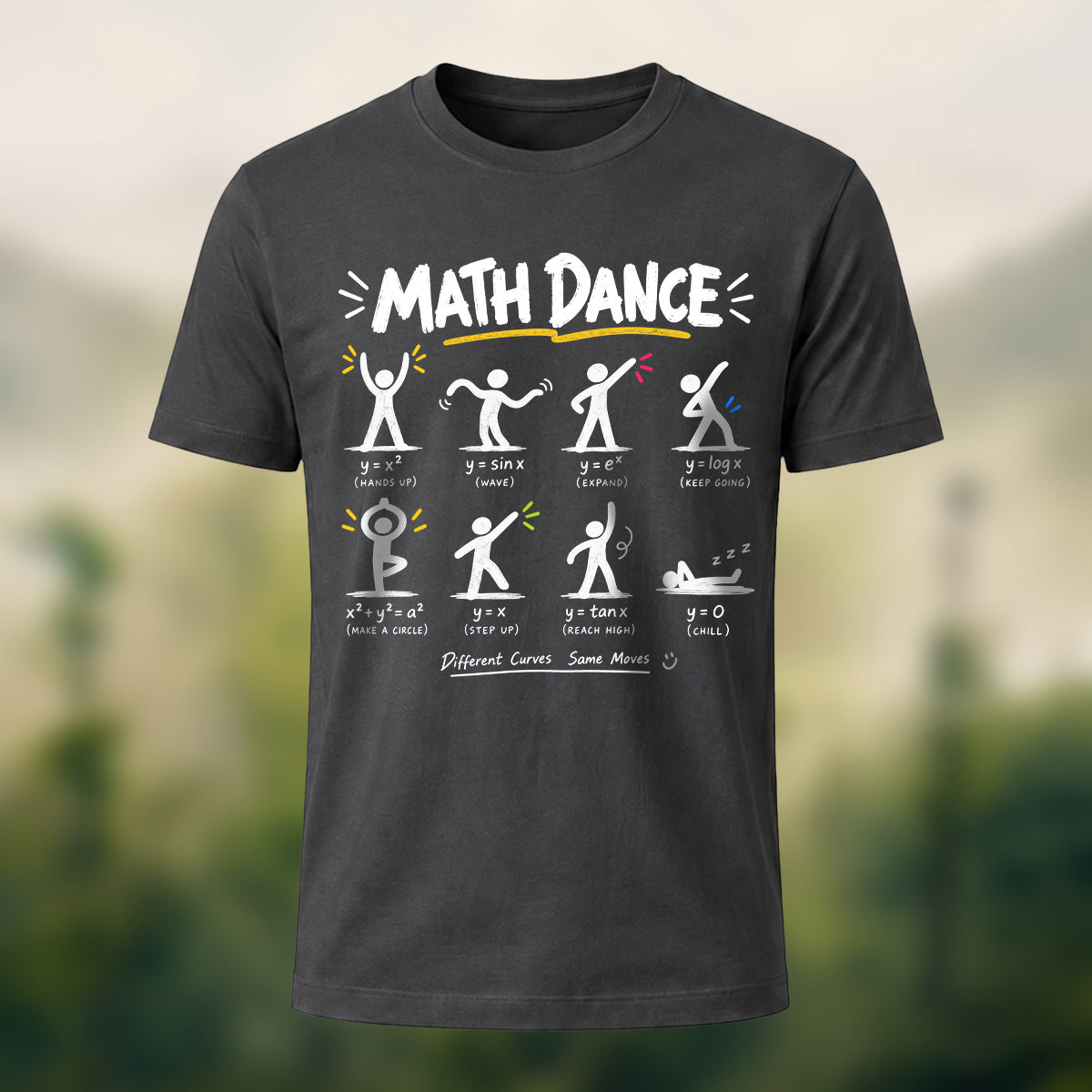 Humorous Math Dance Combed Cotton T-Shirt Charcoal