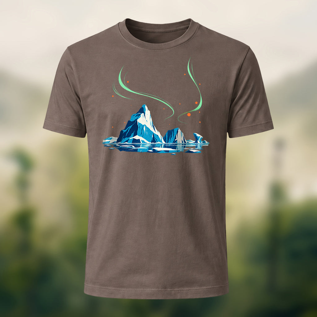 Artistic Aurora Iceberg Combed Cotton T-Shirt Coffee