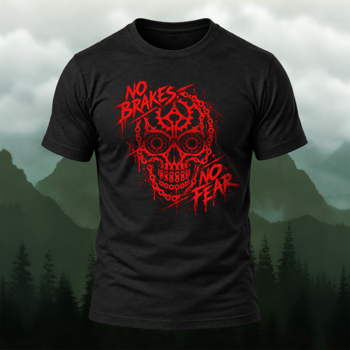 Scarlet Mechanical Skull Cotton T-Shirt Black